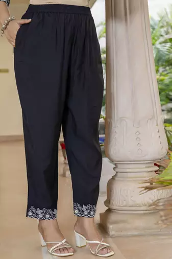 Vredevogel women's embroidered silk blend calf length straight kurta trouser with dupatta set