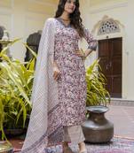 Vredevogel women cotton blend kurta pant dupatta set