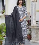 Vredevogel women cotton blend kurta pant dupatta set