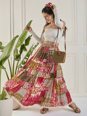 Winered women longline tiered skirt 1