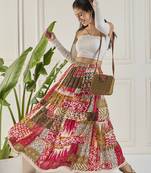 Winered women longline tiered skirt