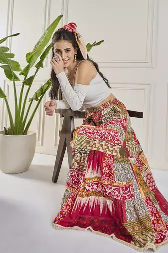Winered women longline tiered skirt