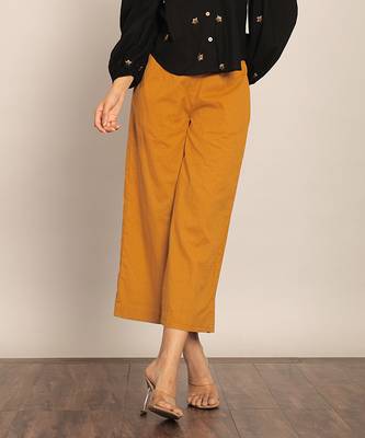 Yellow solid relaxed pant 1