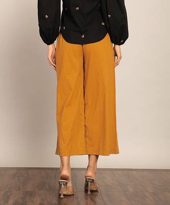 Yellow solid relaxed pant 5