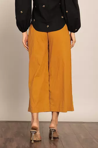 Yellow solid relaxed pant