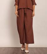 Brown solid relaxed pant