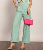 Mint green solid relaxed pant