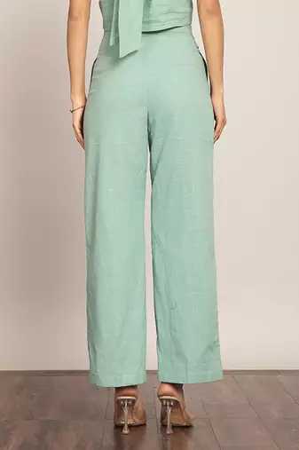 Mint green solid relaxed pant