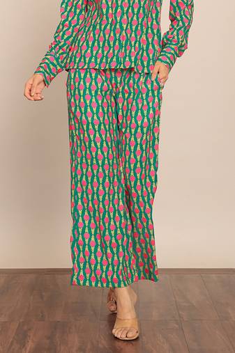 Sea green and pink relaxed pant