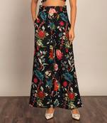 Black and multicolor floral printed relaxed pant