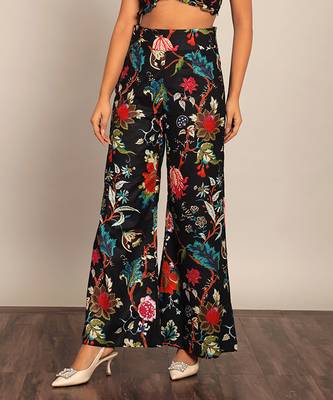 Black and multicolor floral printed relaxed pant 4