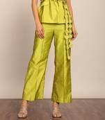 Green solid relaxed pant