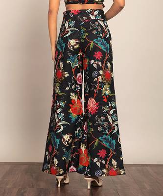 Black and multicolor floral printed relaxed pant 5