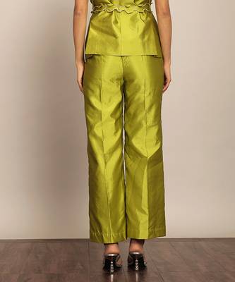 Green solid relaxed pant 4
