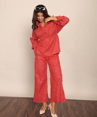 Red geometric print relaxed pant 3