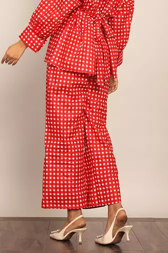 Red geometric print relaxed pant