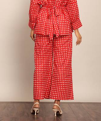Red geometric print relaxed pant 5