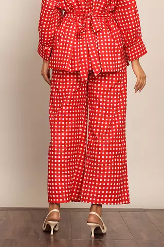 Red geometric print relaxed pant