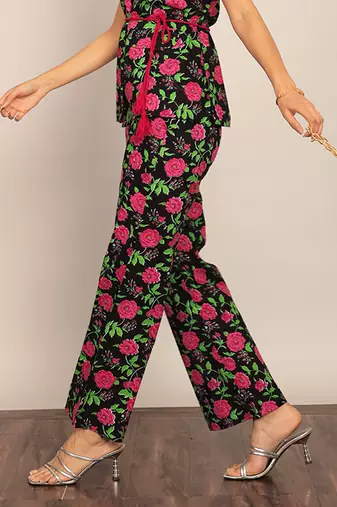 Multicolor floral printed relaxed pant