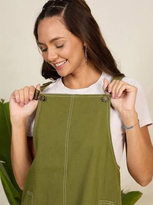 Winered wowen olive pinafore dress 5