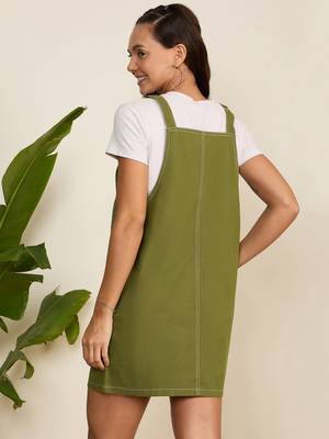Winered wowen olive pinafore dress 6