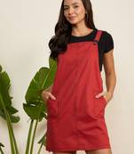 Winered wowen rust pinafore dress