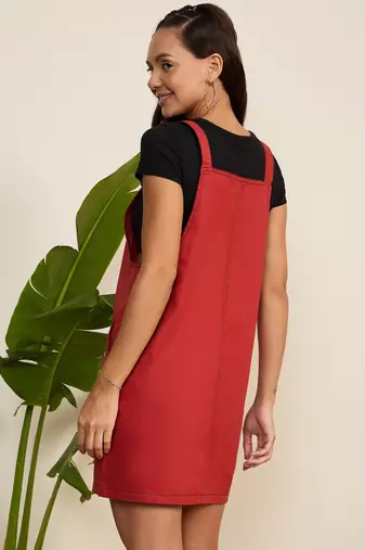 Winered wowen rust pinafore dress