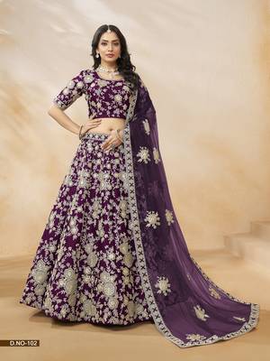 Purple Embroidered Heavy Art silk blend Designer Lehenga With Blouse 1