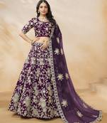 Purple Embroidered Heavy Art Silk Designer Lehenga With Blouse