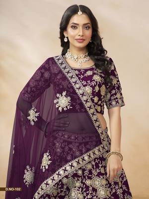 Purple Embroidered Heavy Art silk blend Designer Lehenga With Blouse 3