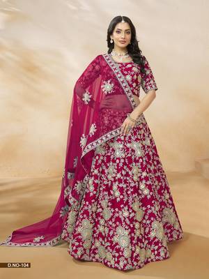 Rani Pink Embroidered Heavy Art Silk Designer Lehenga With Blouse 2
