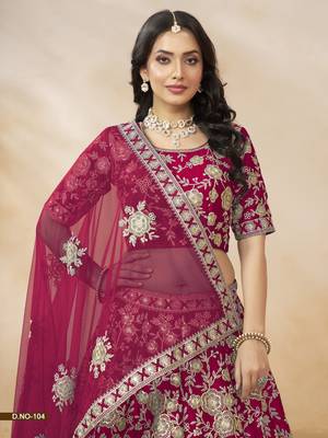 Rani Pink Embroidered Heavy Art Silk Designer Lehenga With Blouse 3