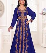 Navy Blue color luxurious full sleeves Handmade Moroccan Kaftan.