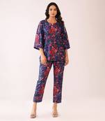Blue and pink muslin floral co-ord set