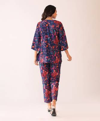 Blue and pink muslin floral co-ord set 6