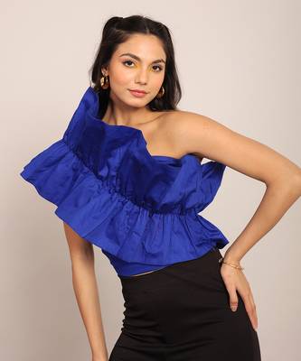 Blue glaze cotton solid top 1