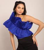 Blue glaze cotton solid top