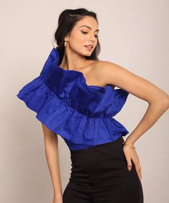 Blue glaze cotton solid top 4