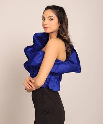 Blue glaze cotton solid top 5