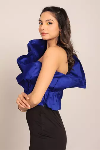 Blue glaze cotton solid top