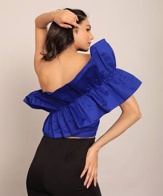 Blue glaze cotton solid top 6