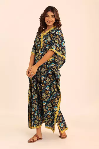 Multi cotton floral kaftan set