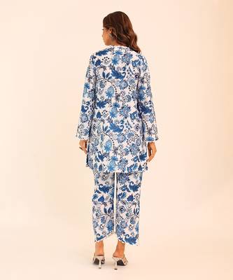 Blue and white muslin floral co-ord set 5