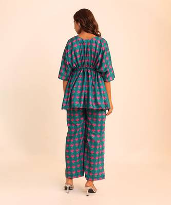 Blue and pink muslin geometric co-ord set 6