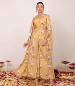 Yellow and multi fionna georgette floral co-ord set