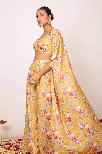 Yellow and multi fionna georgette floral co-ord set