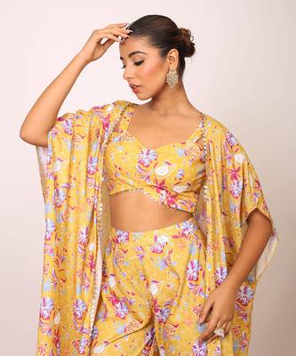 Yellow and multi fionna georgette floral co-ord set 5