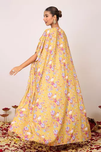 Yellow and multi fionna georgette floral co-ord set