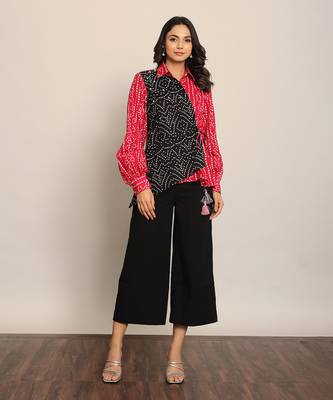 Pink and black cotton bandhej co-ord set 1