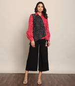 Pink and black cotton bandhej co-ord set